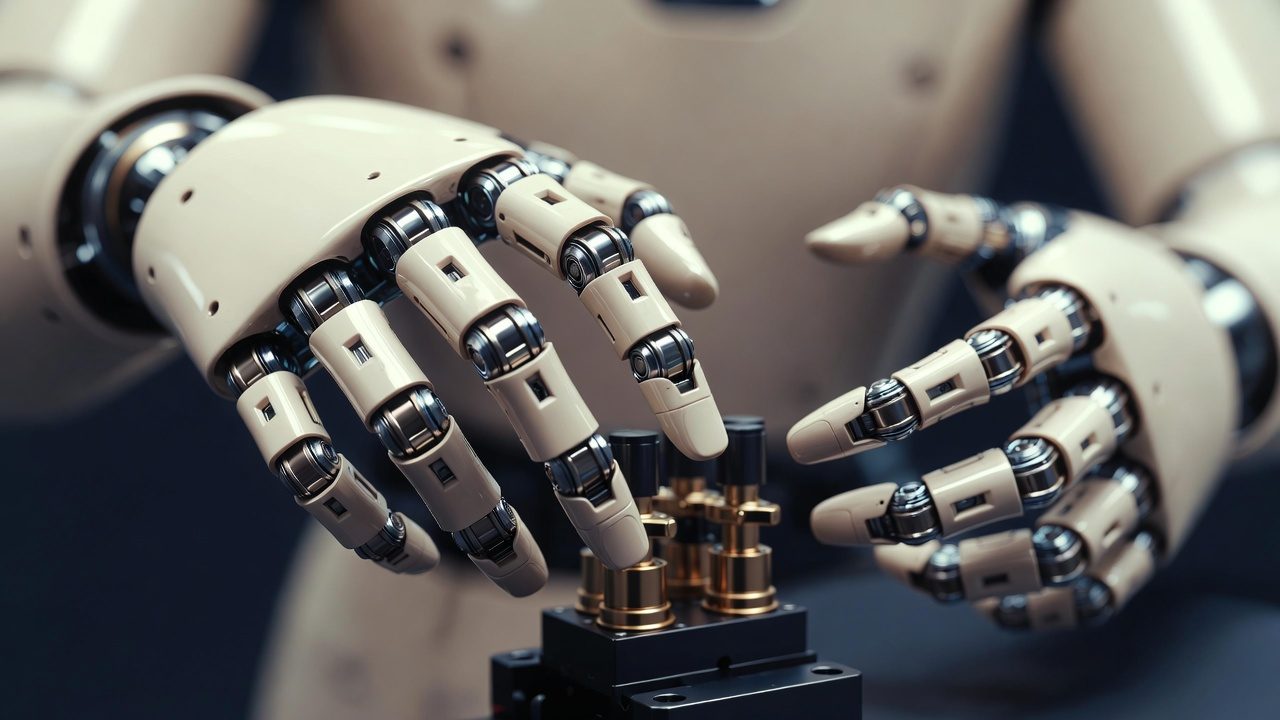 Robot hands manipulating components