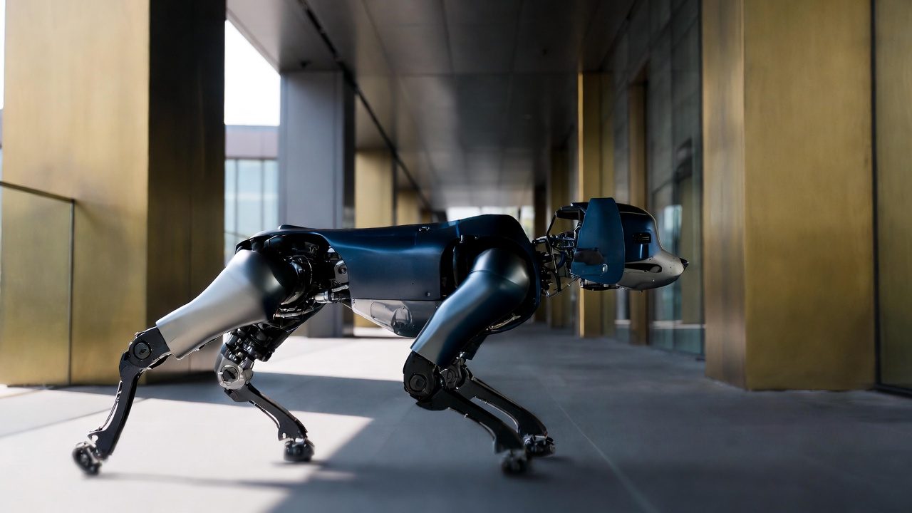 Robot dog in corridor